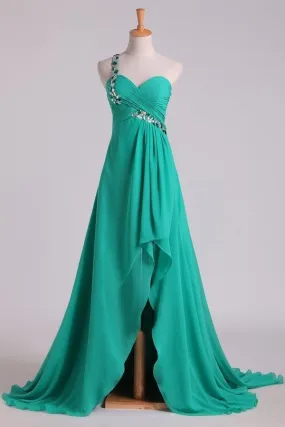 2024 Prom Dresses One Shoulder With Beading/Sequins A Line Chiffon P3JFNJ1H