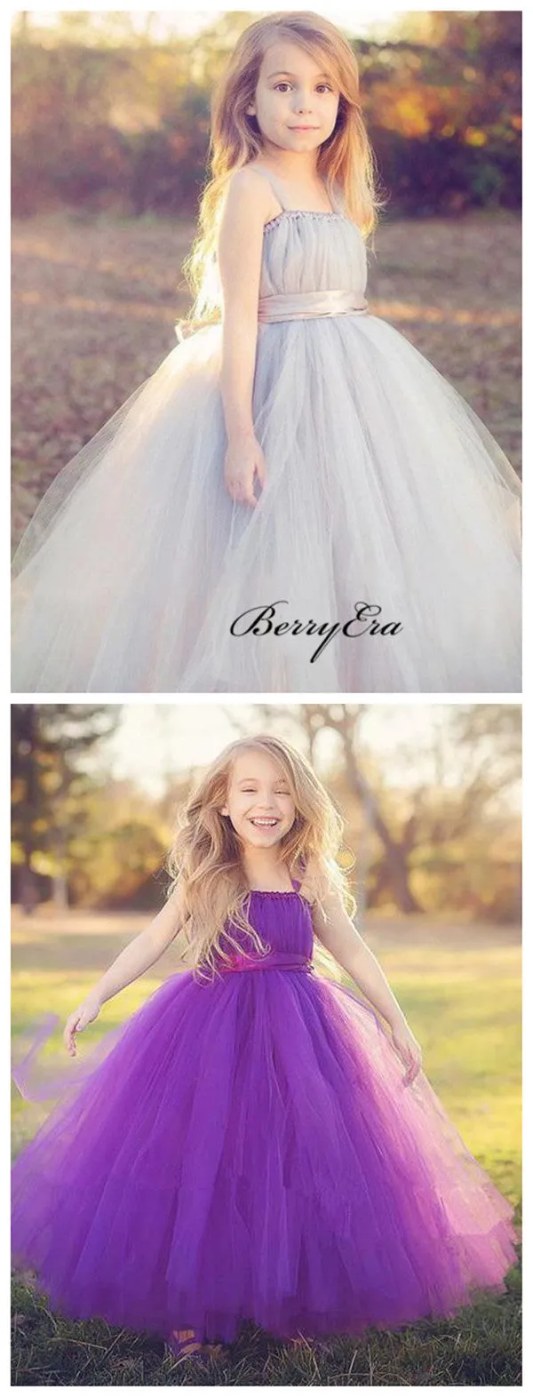 A-line Tulle Wedding Girl Dresses, Cute Flower Girl Dresses