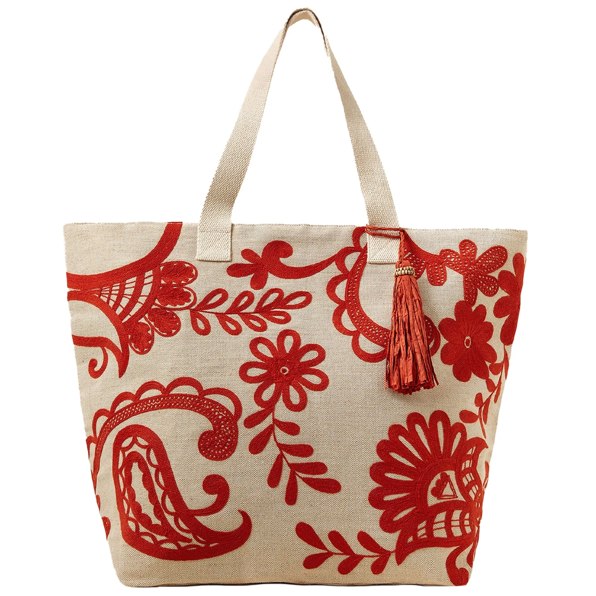 Accessorize London Women's Red Hand-Embroidered Bag