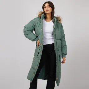 Active Fur Longline Puffer - Green