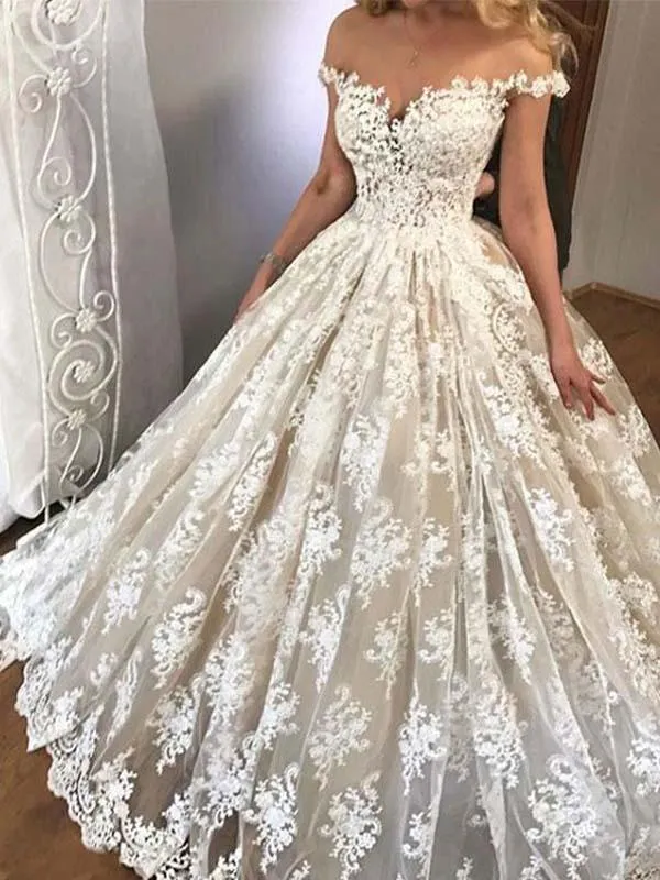 Ball Gown Wedding Dress Vintage Elegant Lace Wedding Dress #ER159