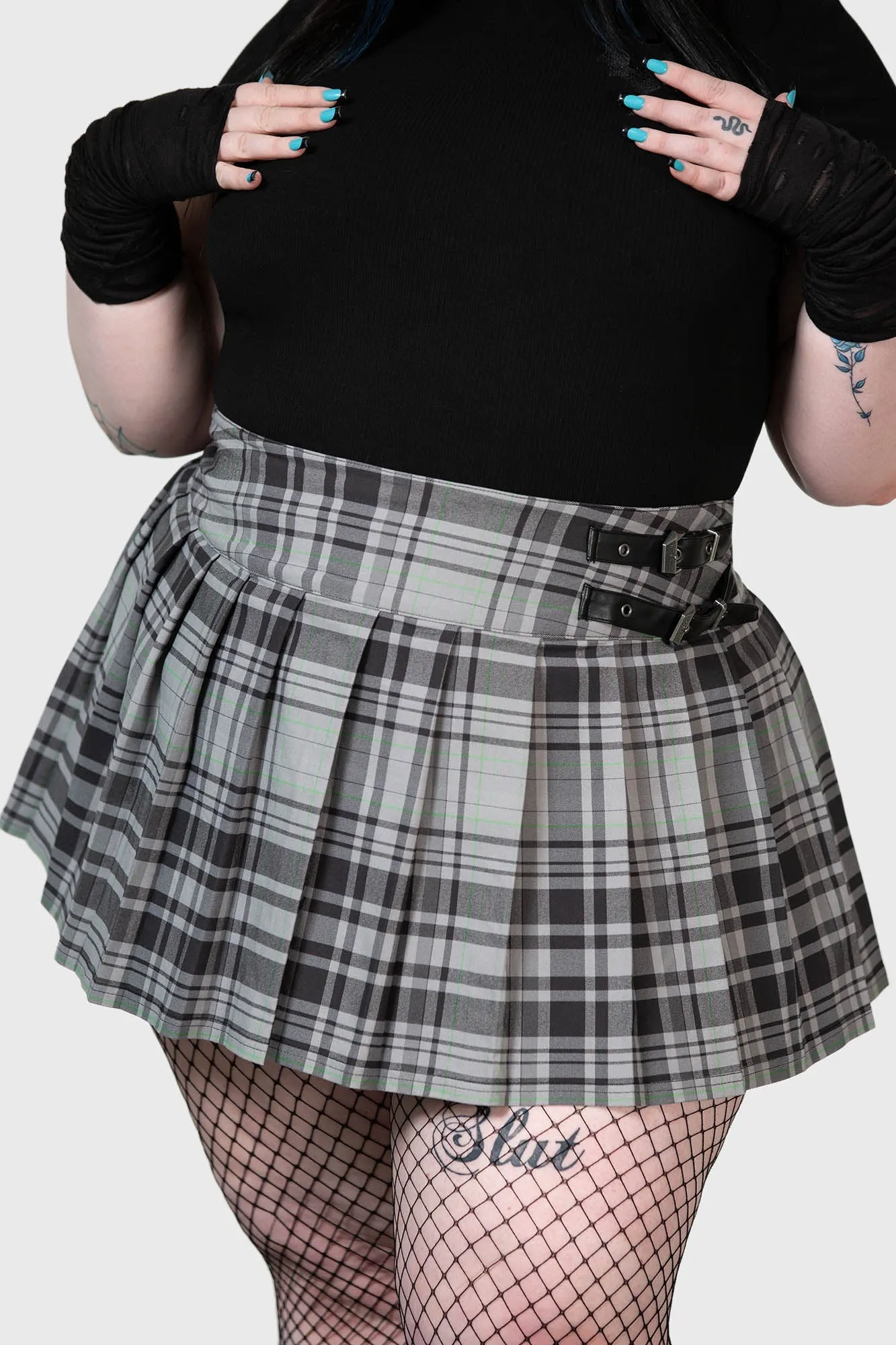 Bat Girl Skirt [GREY TARTAN] [PLUS]