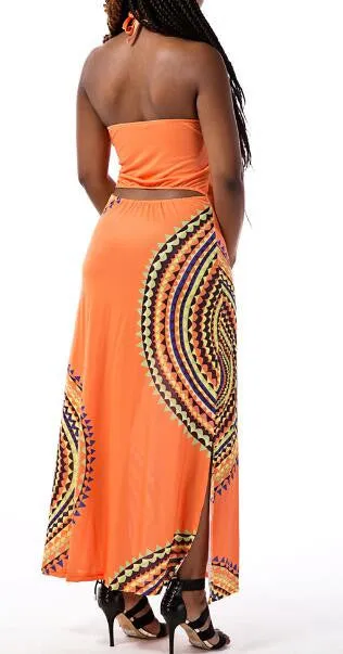 Bohemian Print Slit Halter Maxi Dress