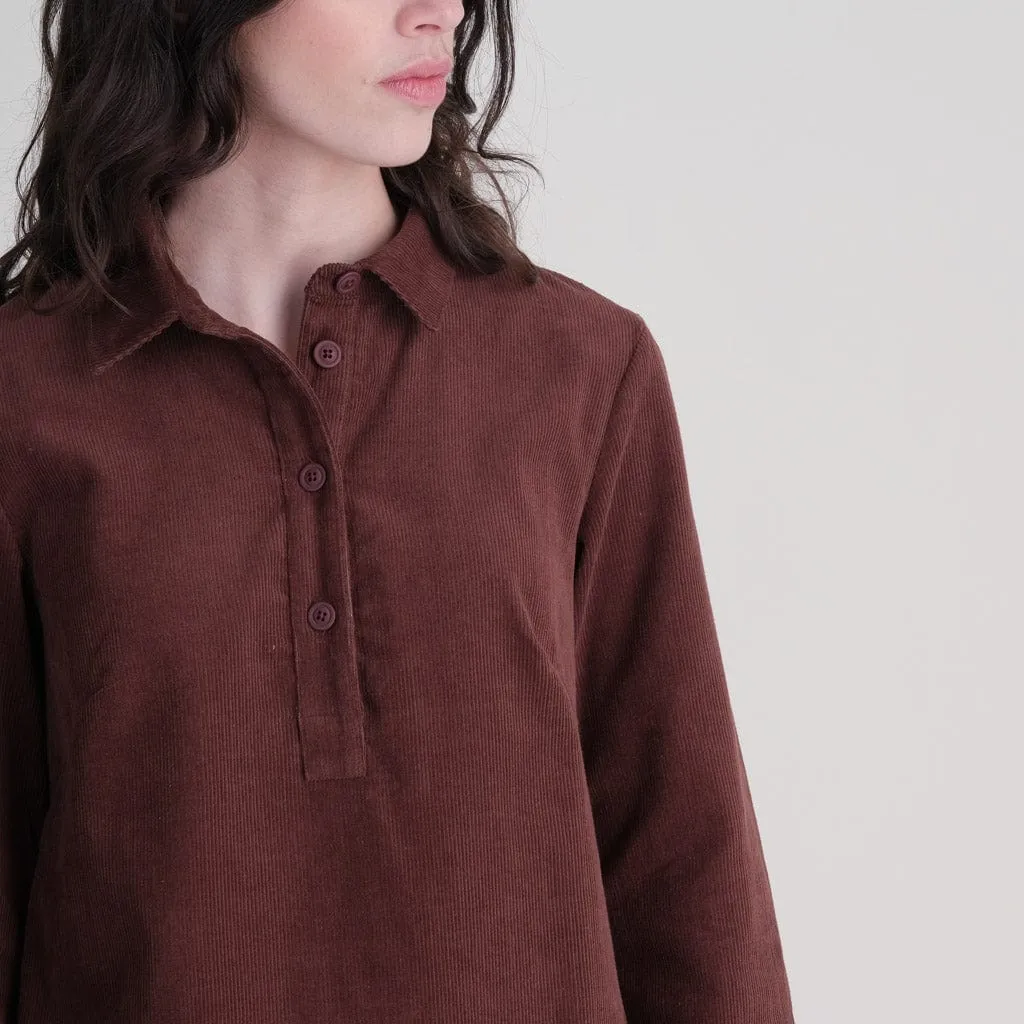 Bonnie Cotton Cord Shirt Dress | Cacao