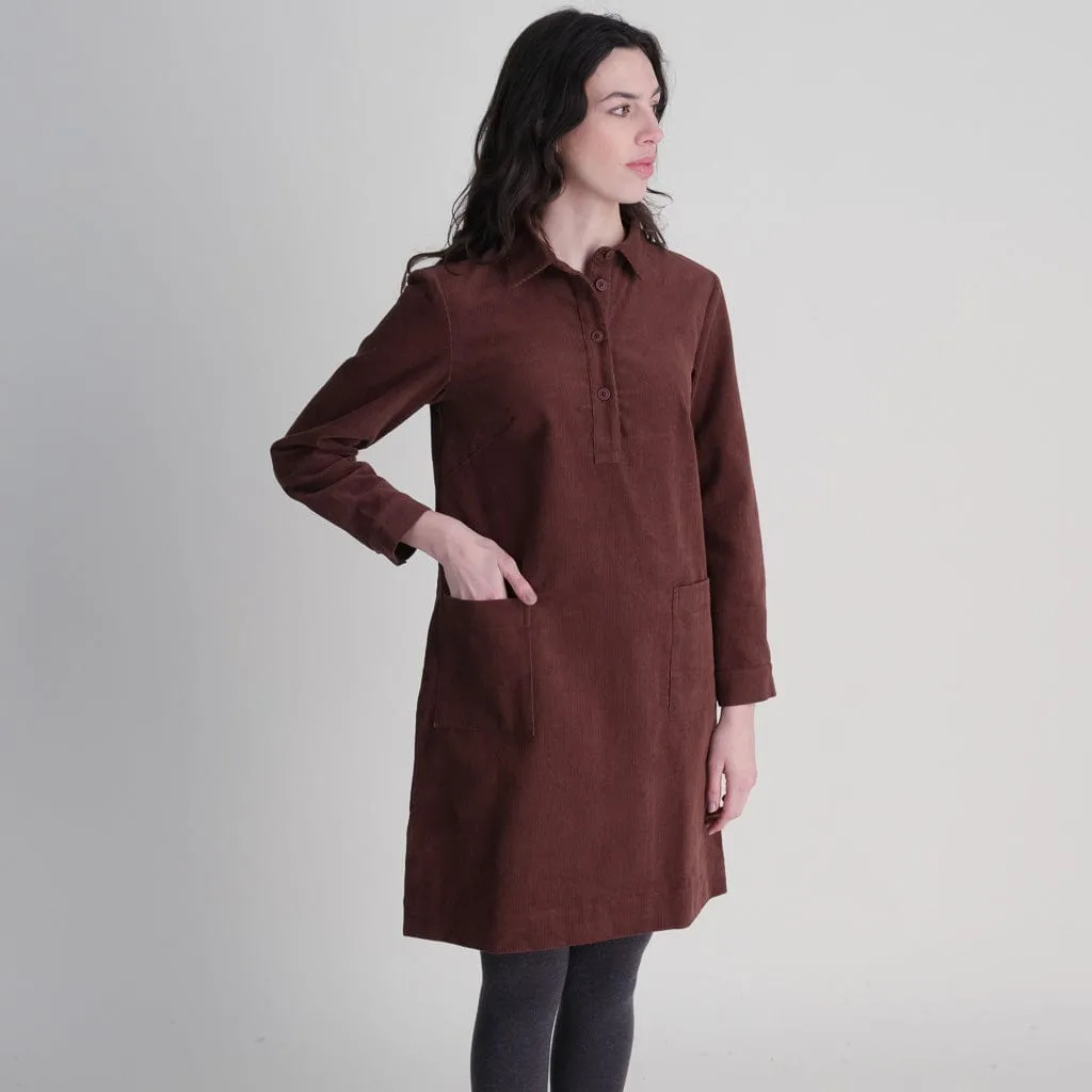 Bonnie Cotton Cord Shirt Dress | Cacao