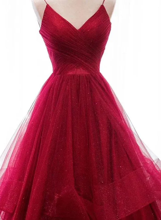 Burgundy Shinning Prom Dress Long, Prom Dresses, Evening Dress, Dance Dress, Graduation School Party Gown, PC0423