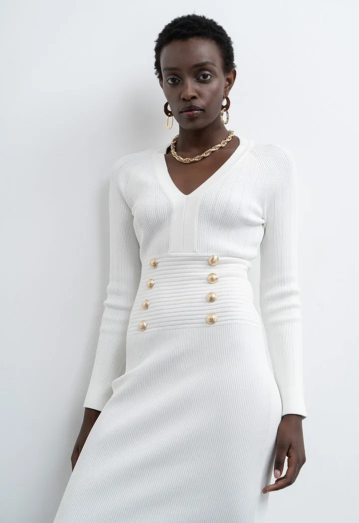 Button Detail Knitted Dress