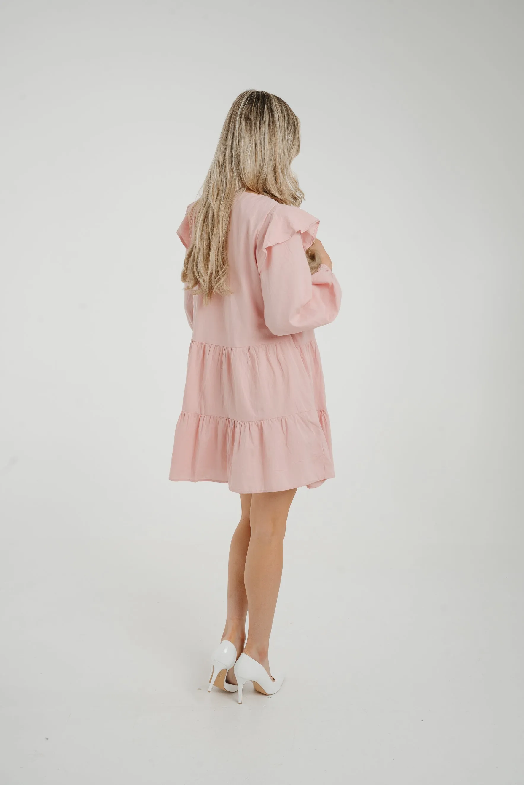 Caitlyn Tiered Shirt Dress In Pink