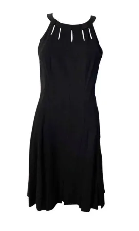 Chanel Black 11A, 2011 Fall halter pleated keyhole Dress Wool Satin US 6