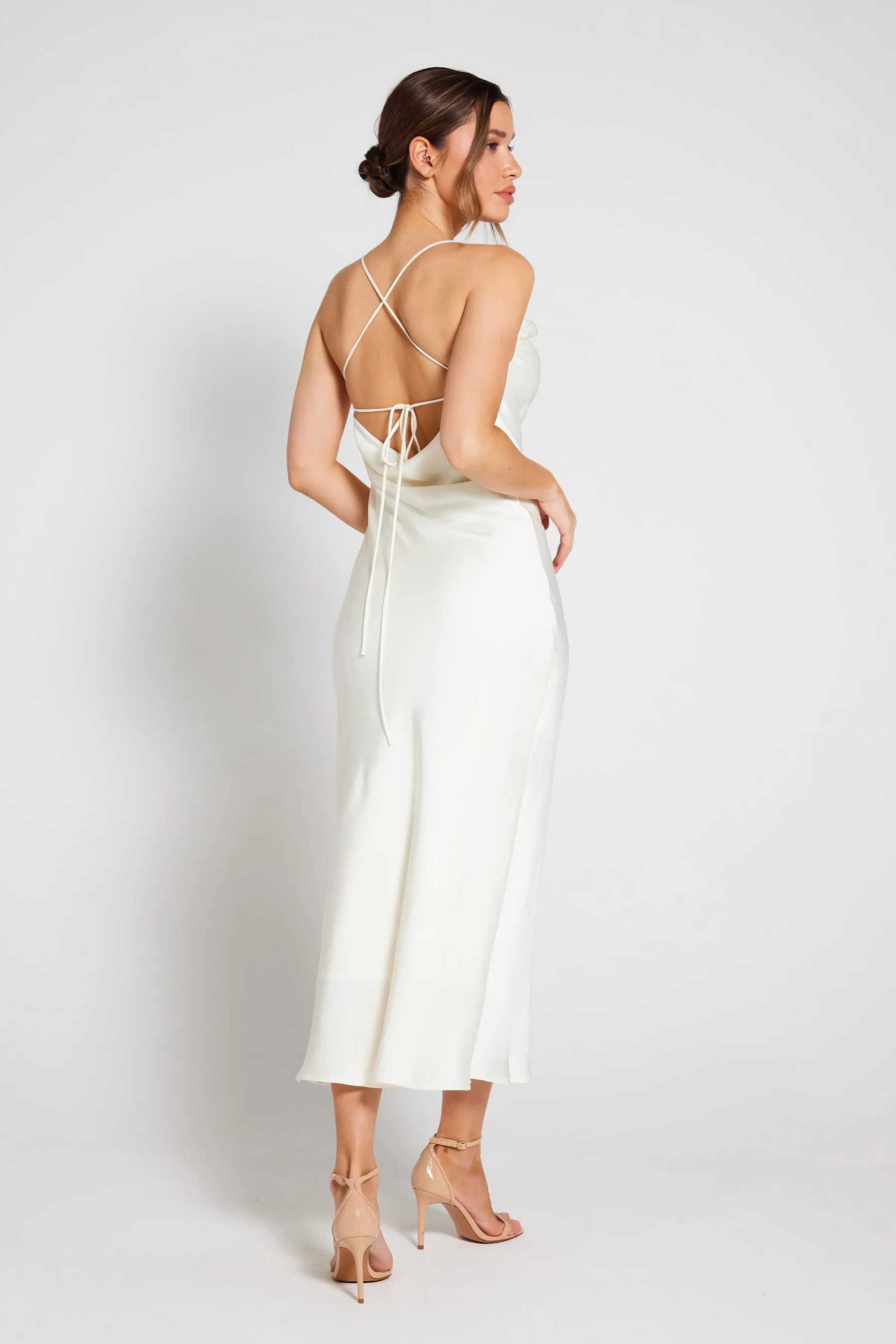 Chelsea Cowl Neck Backless Dress - Ivory