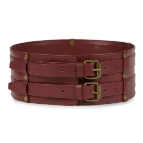 Cherry color double buckle belt