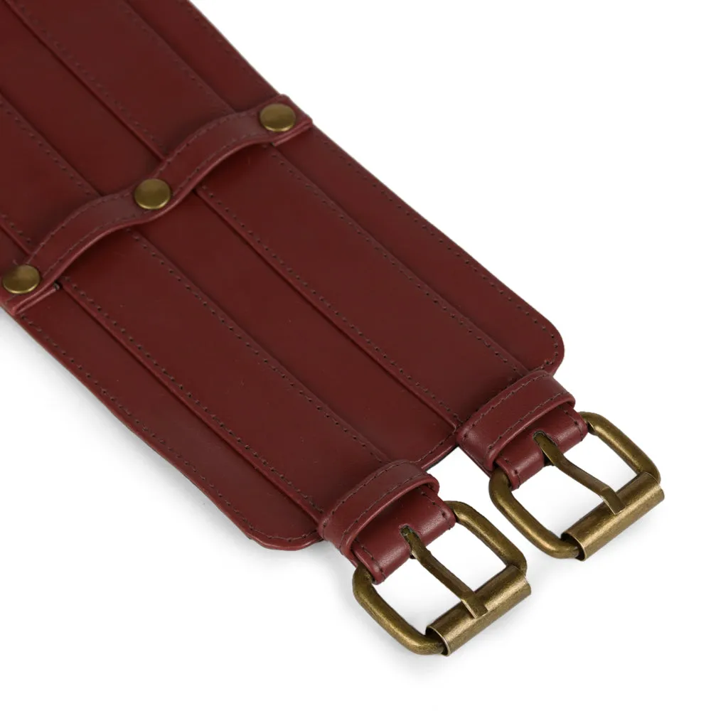 Cherry color double buckle belt