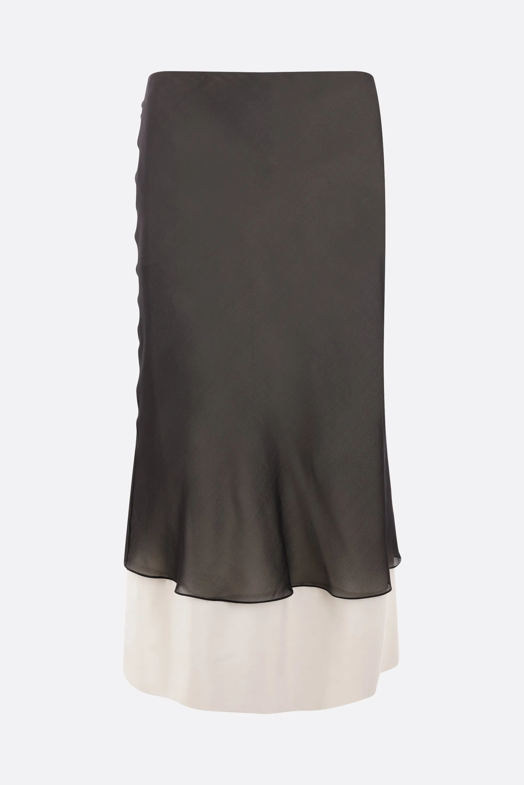 chiffon and poplin double-layer midi skirt