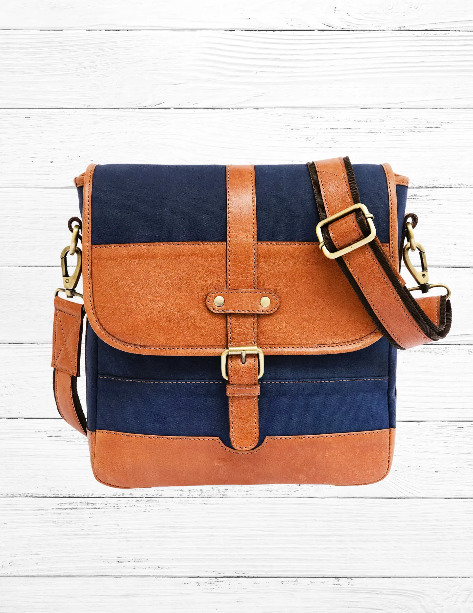 Classic Canvas and Leather Messenger Bag