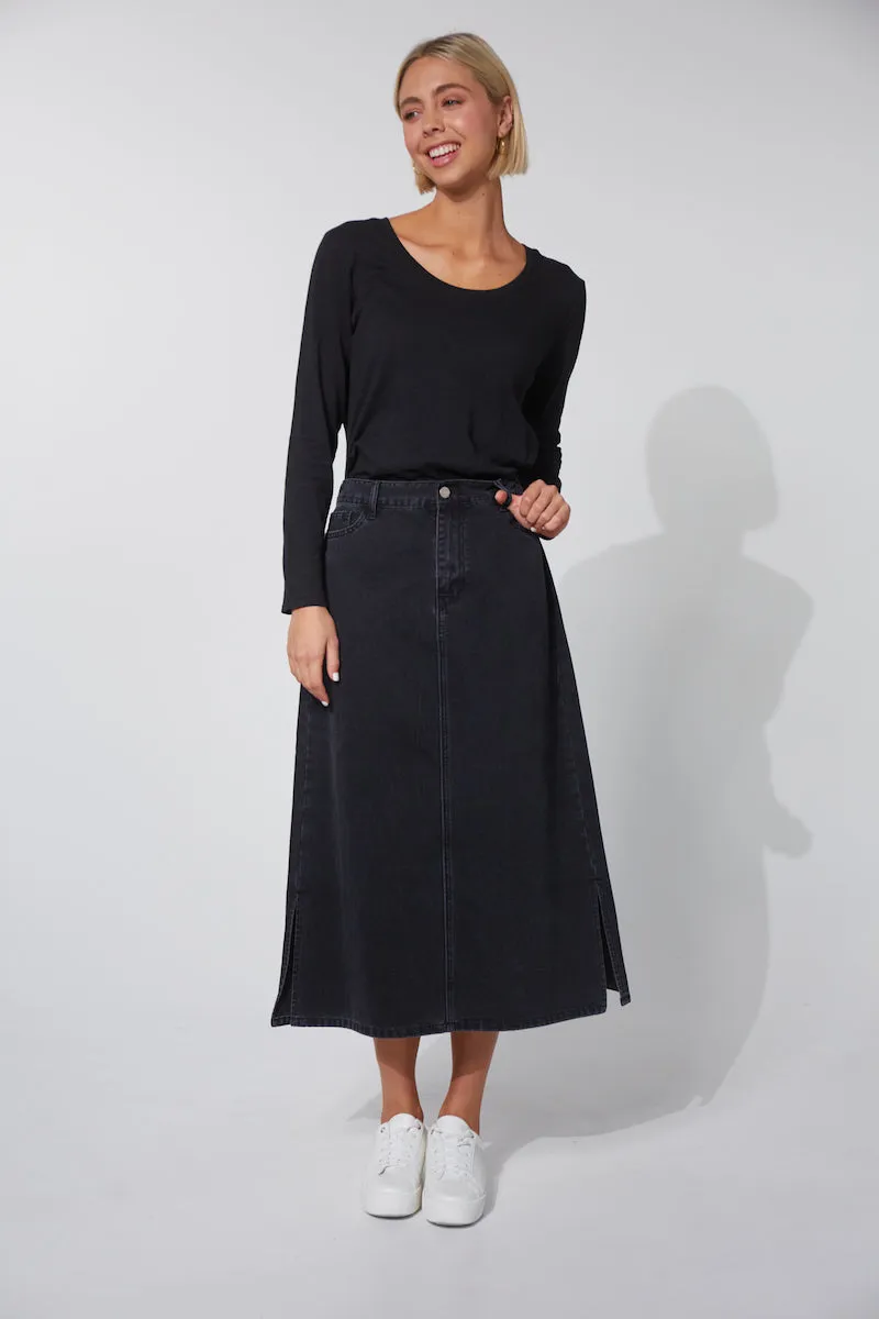 Dalton Denim Skirt, Slate