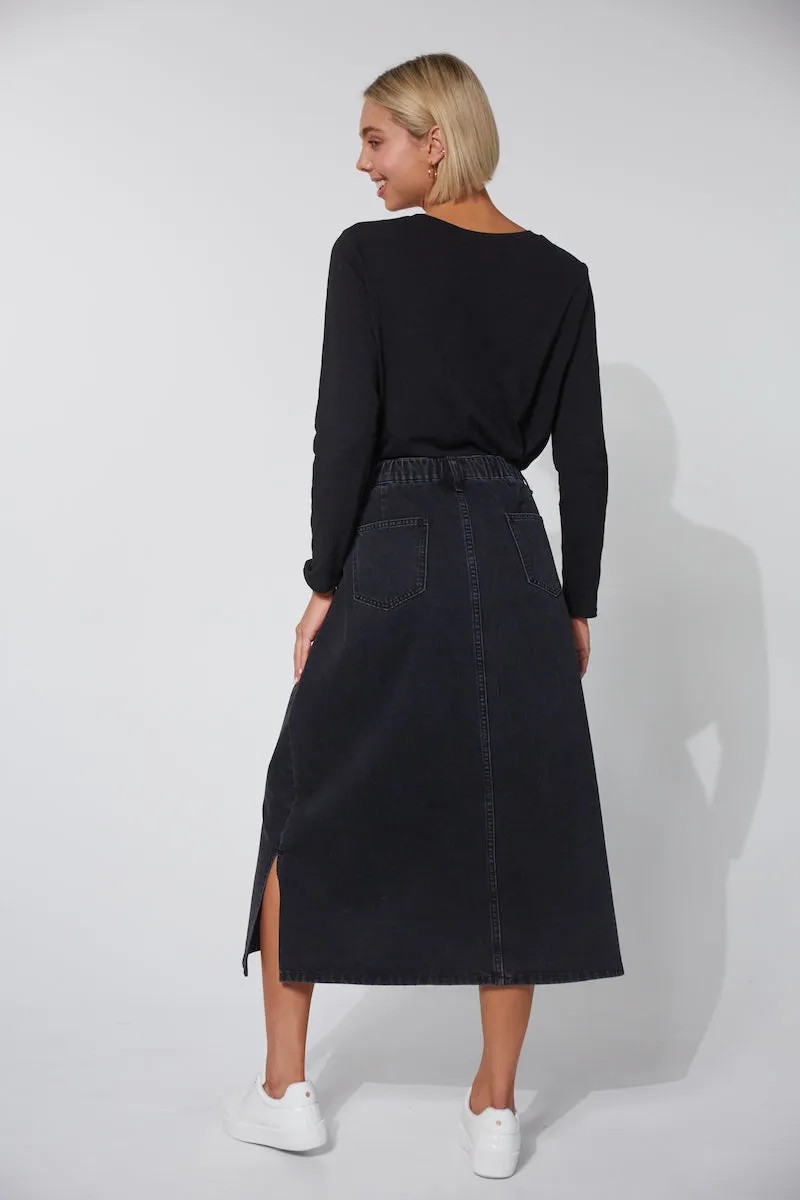 Dalton Denim Skirt, Slate