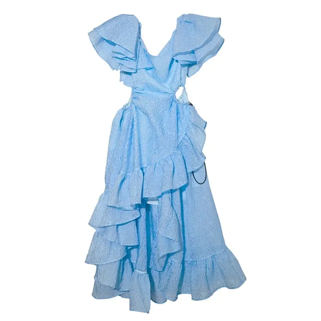 Danno Hollow Out Irregular Ruffle Dress