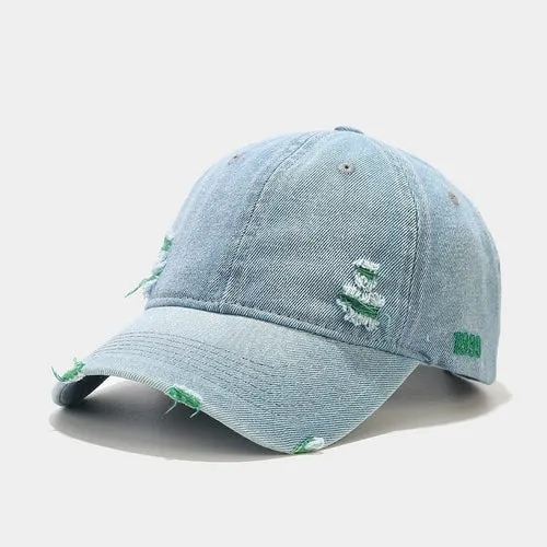 Distressed Hole Embroidery Baseball Cap