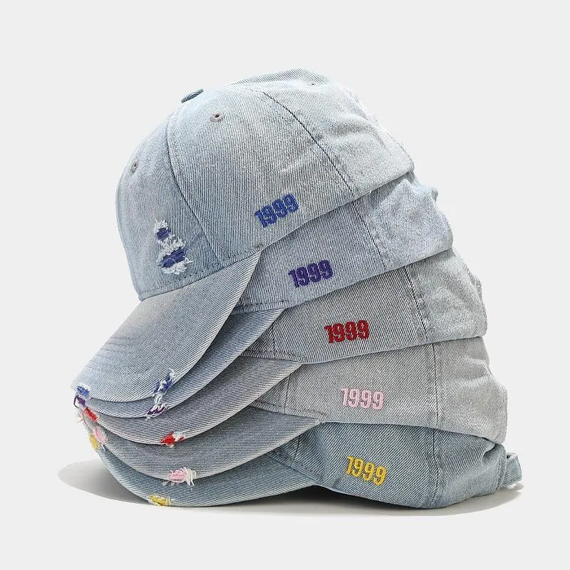 Distressed Hole Embroidery Baseball Cap