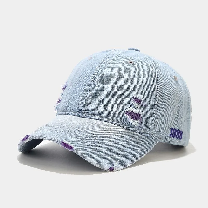 Distressed Hole Embroidery Baseball Cap