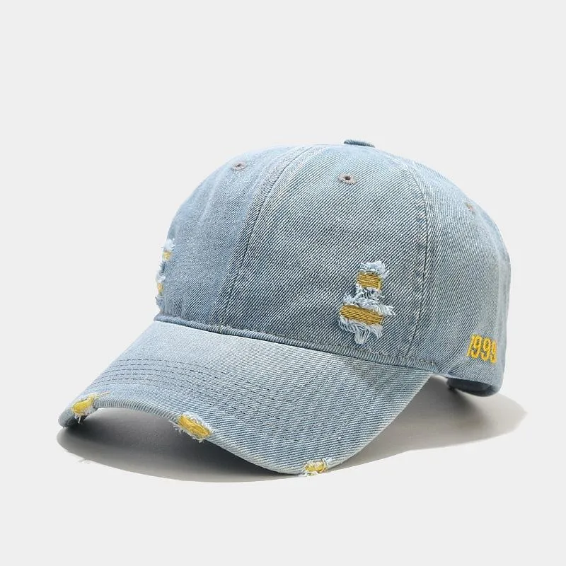 Distressed Hole Embroidery Baseball Cap