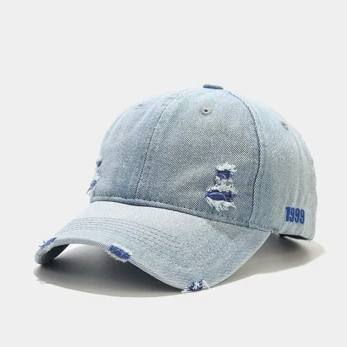 Distressed Hole Embroidery Baseball Cap