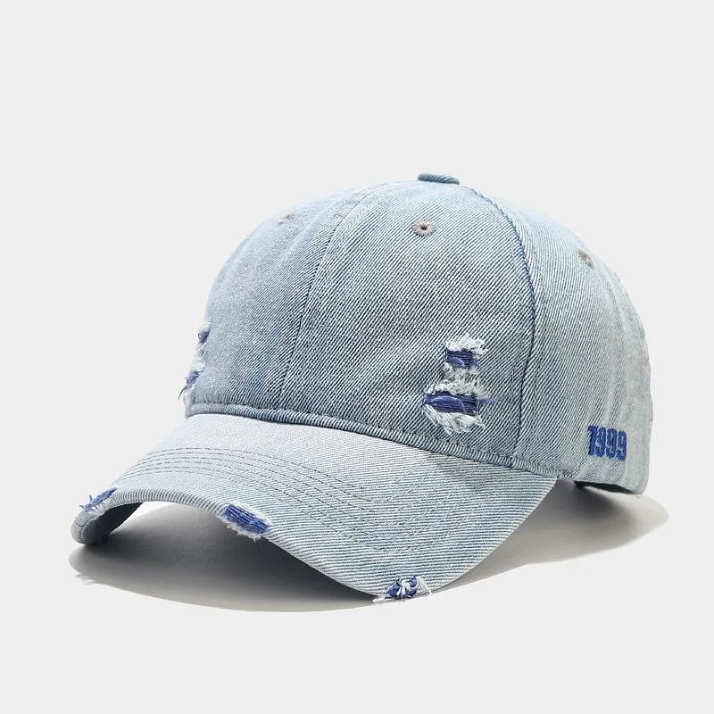 Distressed Hole Embroidery Baseball Cap