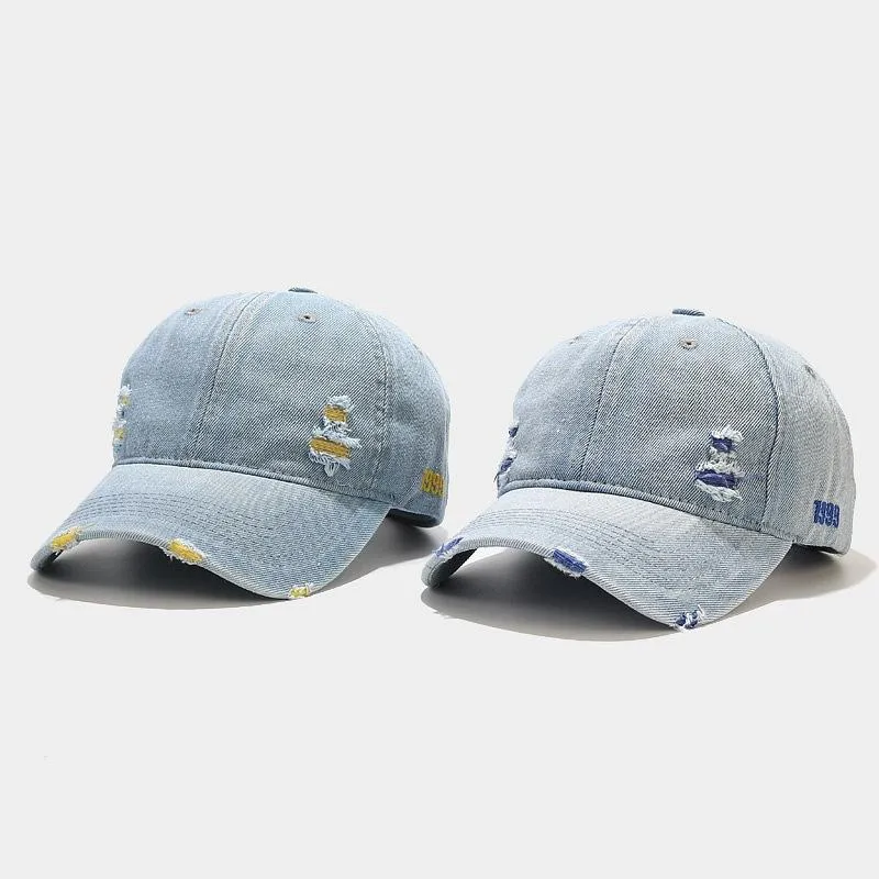 Distressed Hole Embroidery Baseball Cap