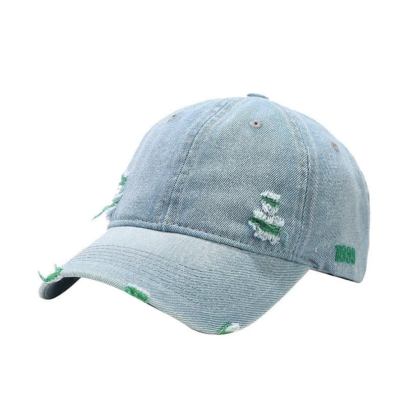 Distressed Hole Embroidery Baseball Cap