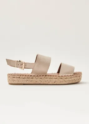 Double Strap Camel Leather Espadrilles