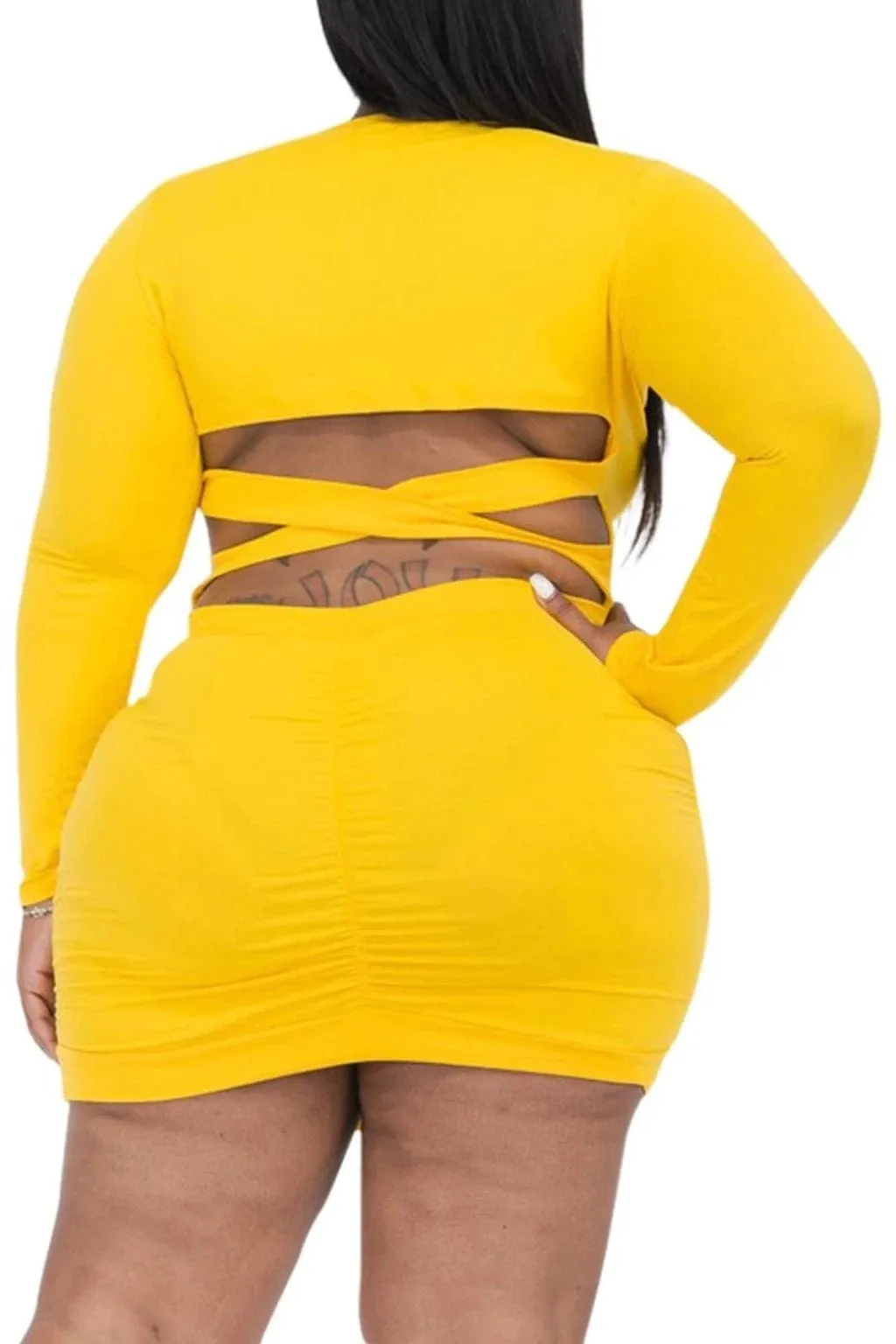 Ed Crisscross Retro Flash Mini Dress - Yellow