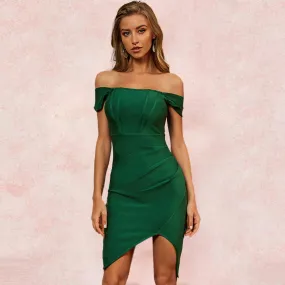 Elegant Off The Shoulder Wrap Hip Midi Dress