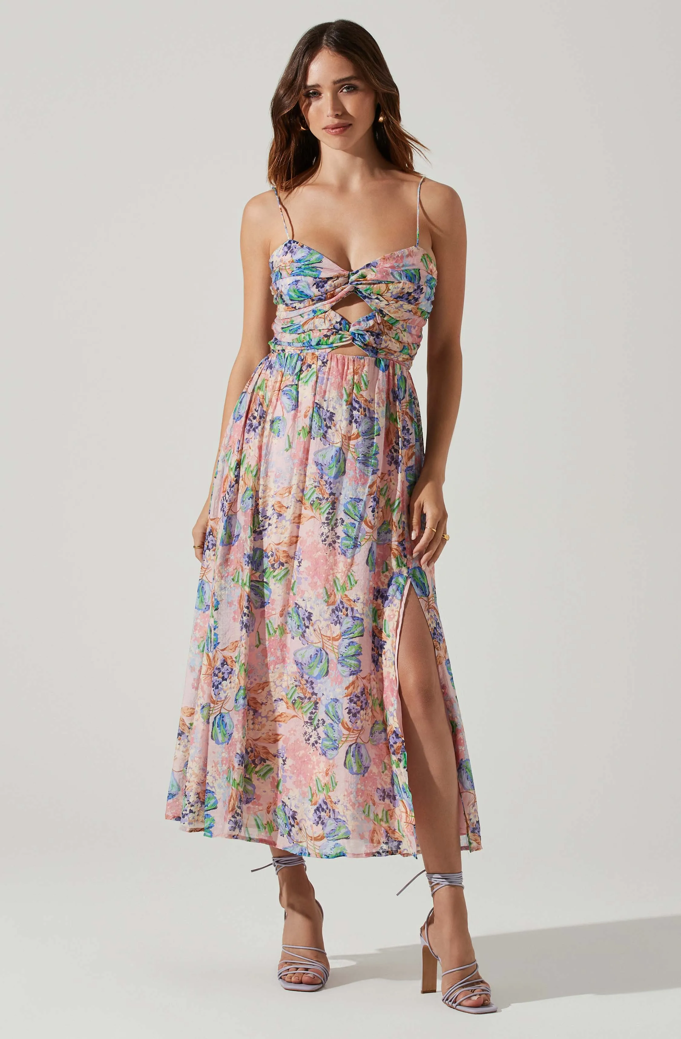 Emine Floral Bust Cutout Midi Dress