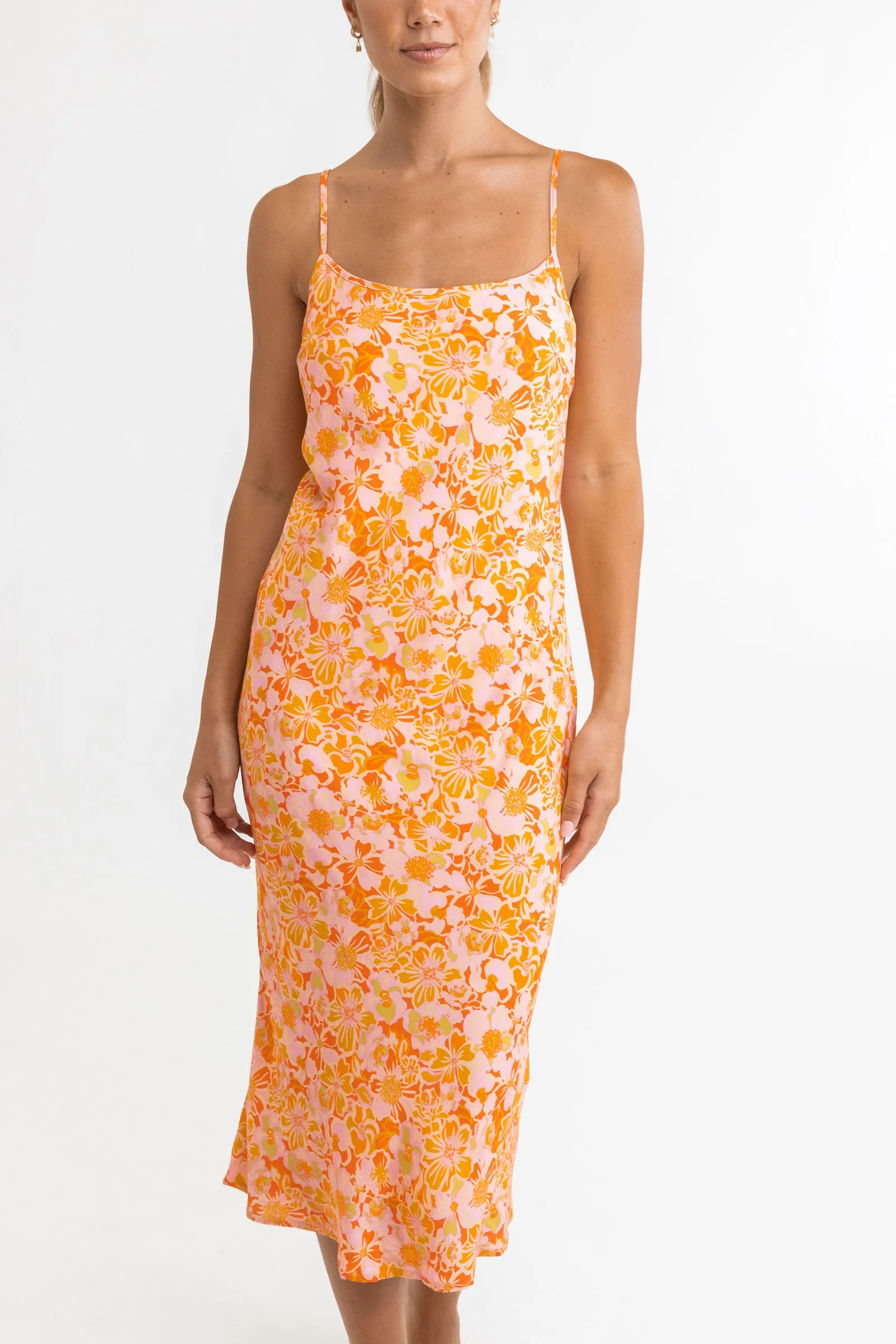 Evangeline Slip Midi Dress / Mandarin