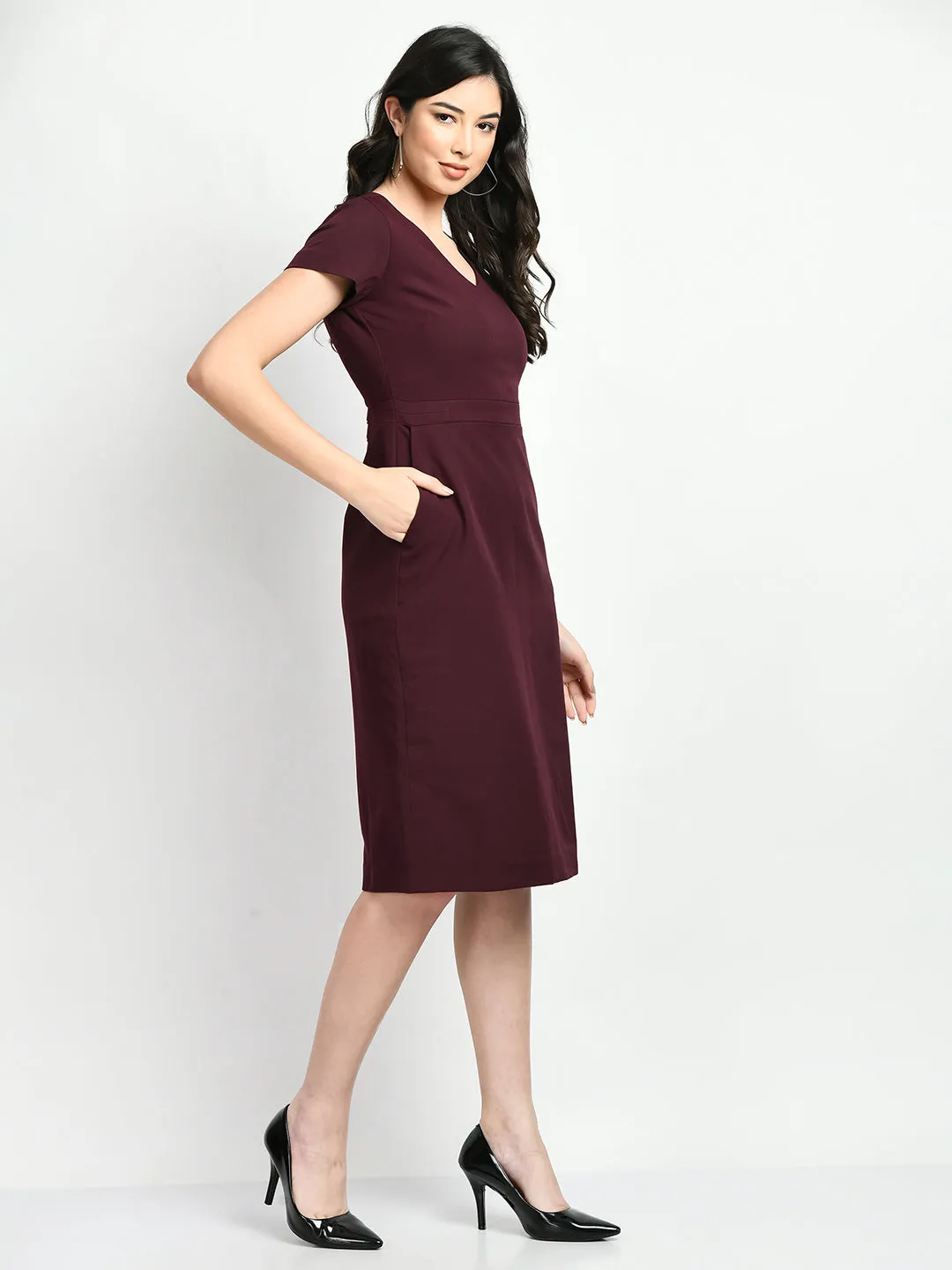 Exude Composure Sheath Dress (Wine)