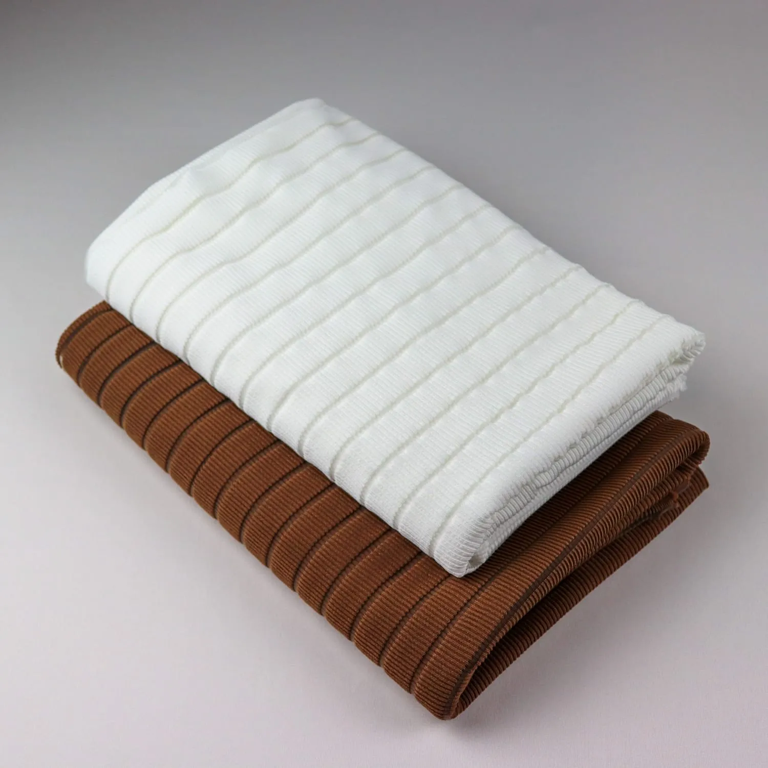 FS1199 Plain Burnout 2 x 1 Rib Stretch Fabric Ivory Chocolate