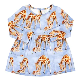 Giraffe Love Long Sleeve Pocket Dress