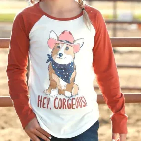 Girl's Ariat Hey Corgeous Long Sleeve Raglan Tee