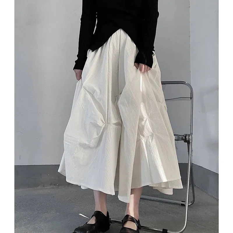 Gothic-Style Pleated Midi-Skirt