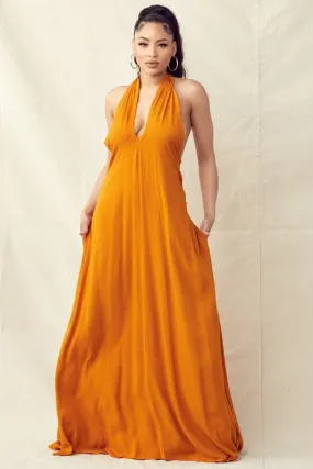 Halter Maxi Dress with Pockets