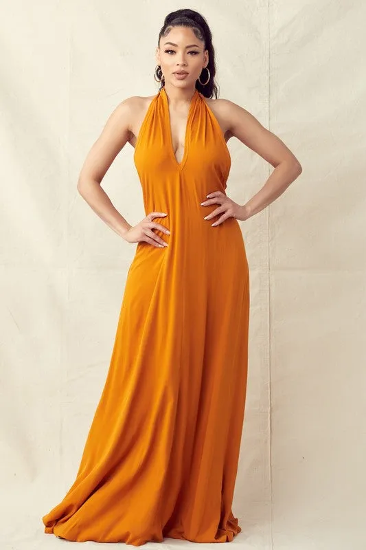 Halter Maxi Dress with Pockets