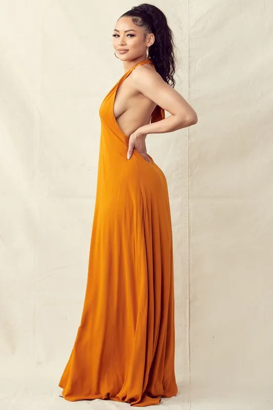 Halter Maxi Dress with Pockets