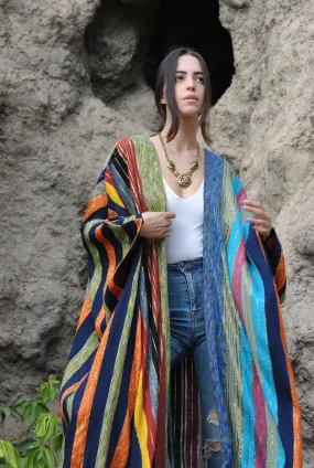 Hand loomed Wool Kimono, Winter boho Kimono, Wool Kimono, Winter Abaya, Bohemian Winter Kimono, Colorful Abaya, Handmade Abaya