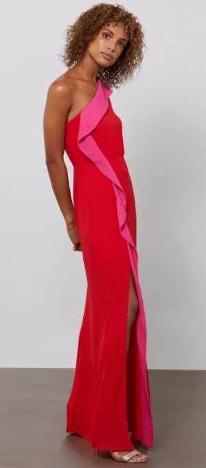 Harper One Shoulder Ruffle Gown