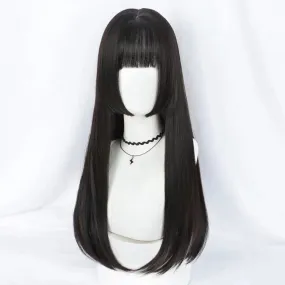 HIME CUTE DARK BLACK LONG STRAIGHT WIG BY31086