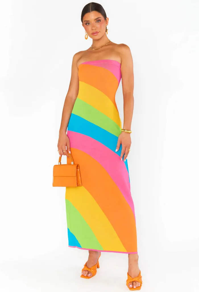 Island Nights Tube Dress-Salty Rainbow Stripe Knit