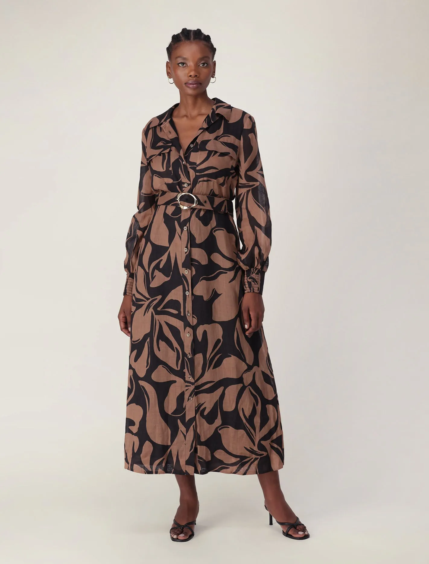 Janie Printed Shirt Midi Dress