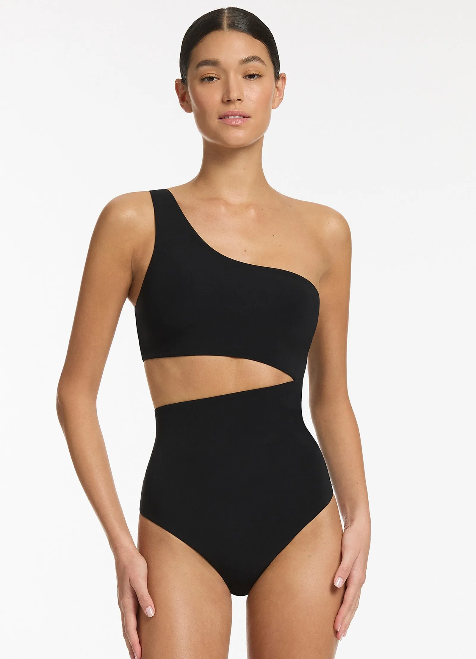 Jetset One Shoulder One Piece - Black