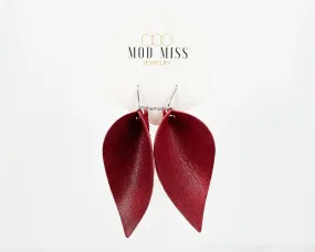 Leather Petal Earring Worn Red