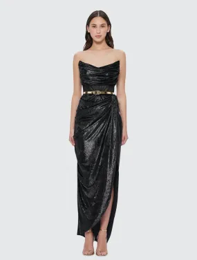 Leo Lin Madelyn Velvet Draped Split Dress